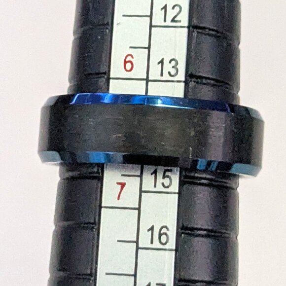TUNGSTEN CARBIDE Dark Blue Black Wedding Band Ring Size 6.5 - Picture 3 of 6